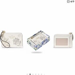 NWT Kate Spade Meringue Perforated Floral Butterfly Wallet Wristlet & Box